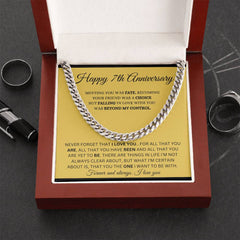 Luxury 7th Anniversary Cuban Link Chain, Thoughtful Gift for Him, Celebrate Your Journey & Love, Happy 7th Anniversary