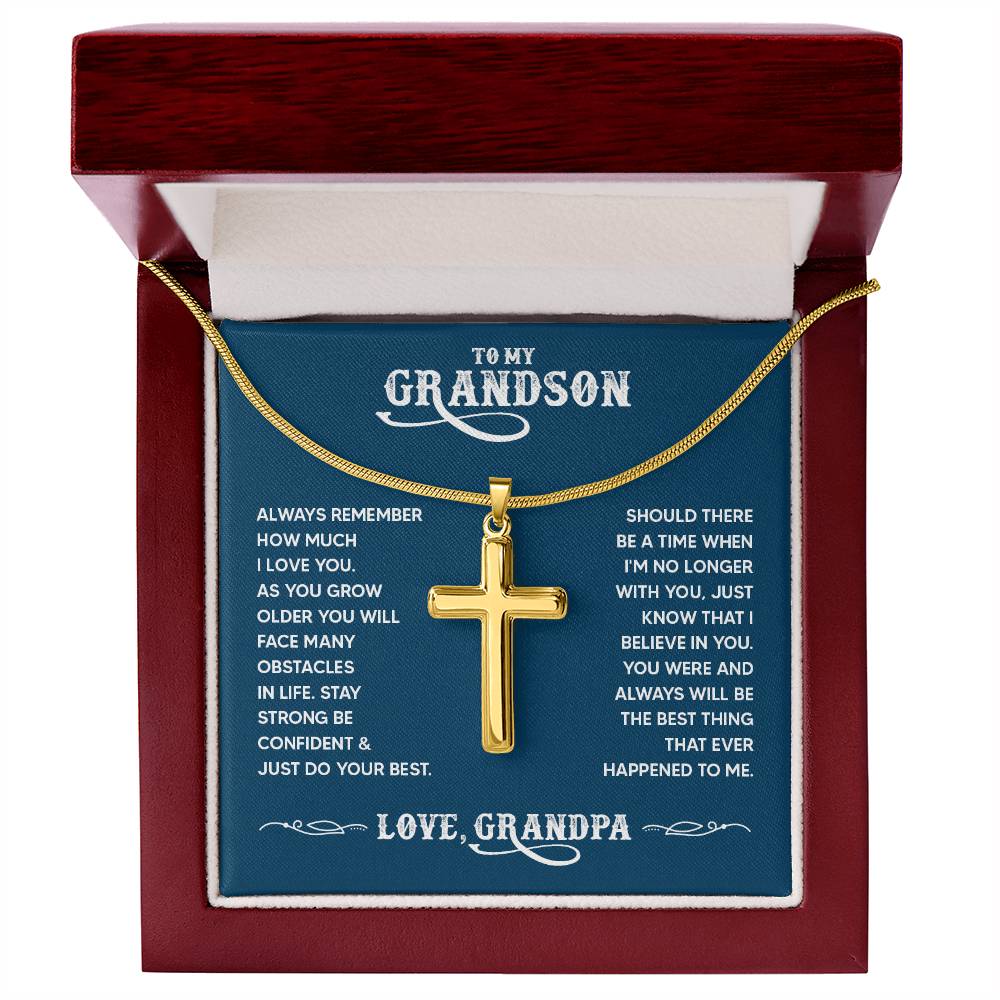 To My Grandson - Always remember how much I love you - Artisan Cross Necklace from Grandpa