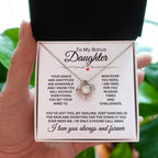 To My Bonus Daughter Necklace – Perfect Daughter Gift for Graduation & Birthday – Love Knot Necklace