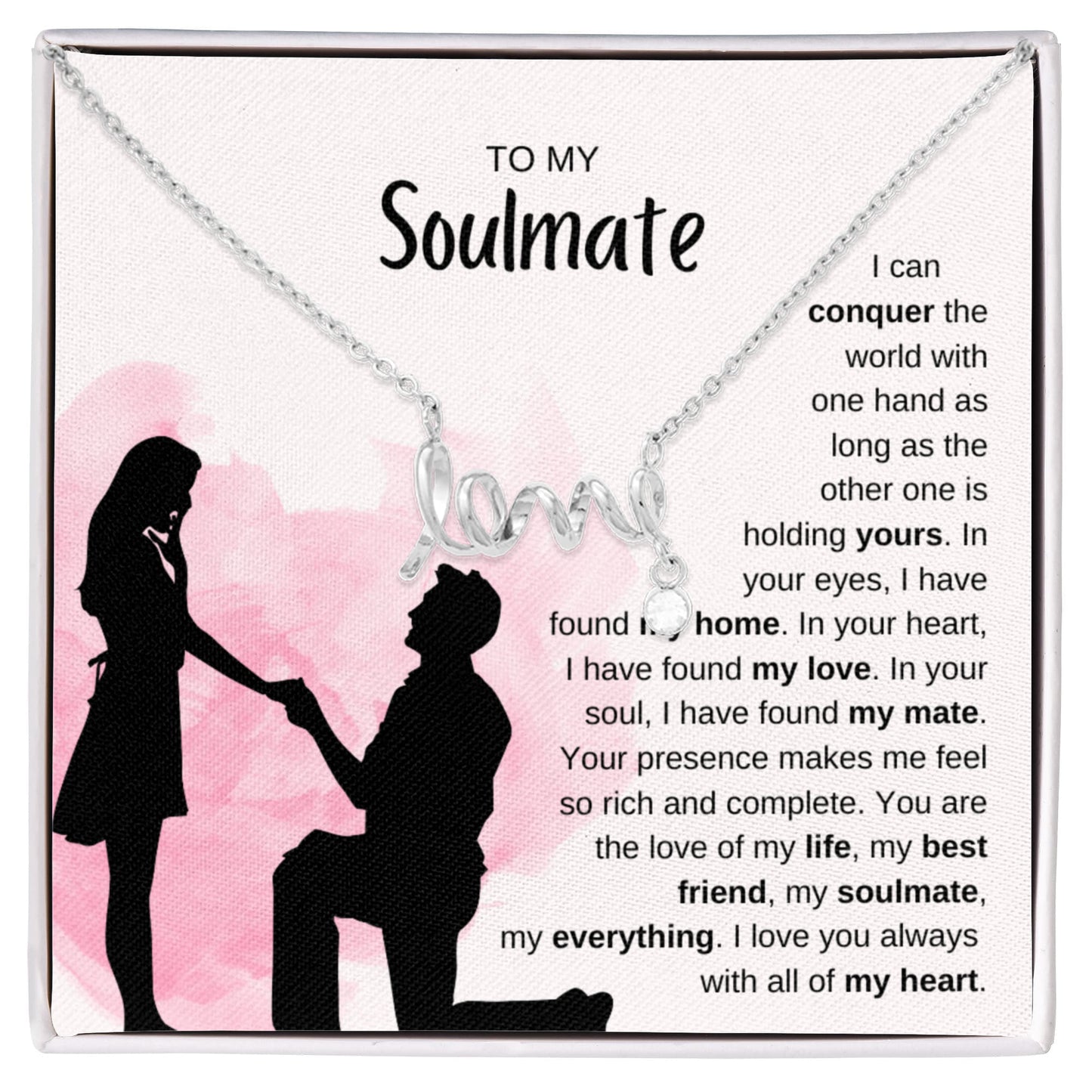 To My Soulmate Necklace - Unique Soulmate Gift for Her for Birthdays & Surprise Moments - Scripted Love Necklace