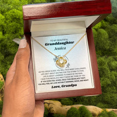 Graceful Heart Necklace for Granddaughter, Jewelry Keepsake of Love and Care, Love Knot Necklace., To My Beautiful Granddaughter