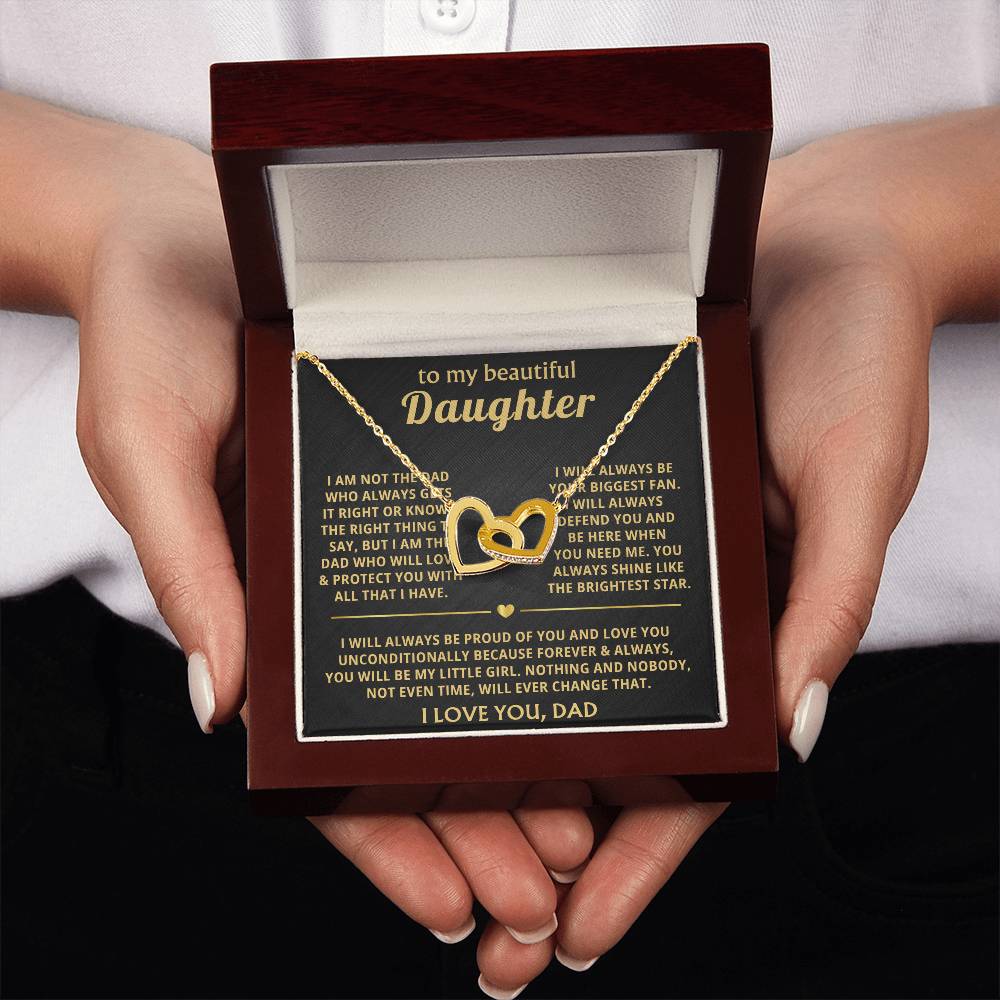 To My Daughter Necklace - Best Gift for Daughter from Dad - Interlocking Hearts Necklace