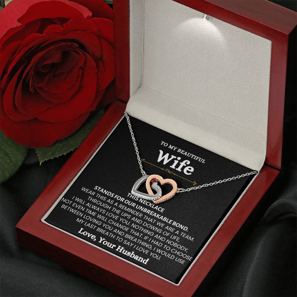 To My Wife Necklace - Romantic Gift for Special Moments & Valentine’s Day - Interlocking Hearts Necklace