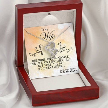 To My Wife Necklace - Sweet Emotional Gift for Wife from Husband on Birthday, Anniversary & Valentine’s Day - Heart-to-heart Pendant Necklace