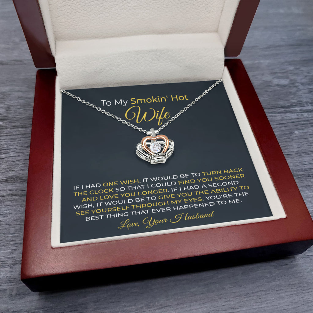 Best Gift for Wife from Husband - Emotional Love Jewelry for Birthday, Valentine’s Day, Anniversary & Christmas - Crown Pendant Necklace