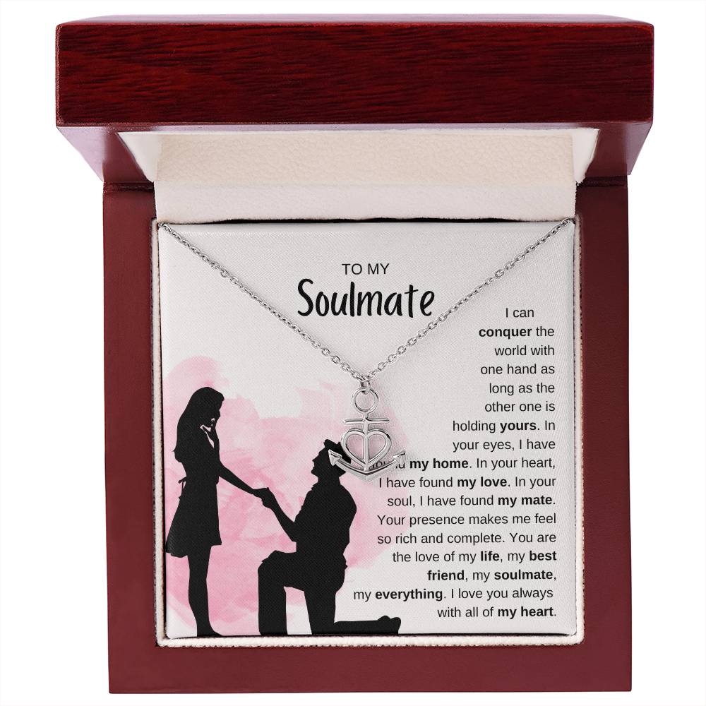 To My Soulmate Necklace - Unique Soulmate Gift for Her for Birthdays & Surprise Moments - Anchor Pendant Necklace