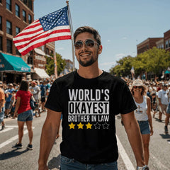 World’s Okayest Brother-in-Law T-Shirt – Funny Star Rating Graphic Tee for Men