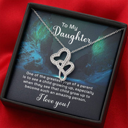To My Daughter Necklace – Perfect Daughter Gift for Graduation & Birthday – Heart-to-heart Pendant Necklace