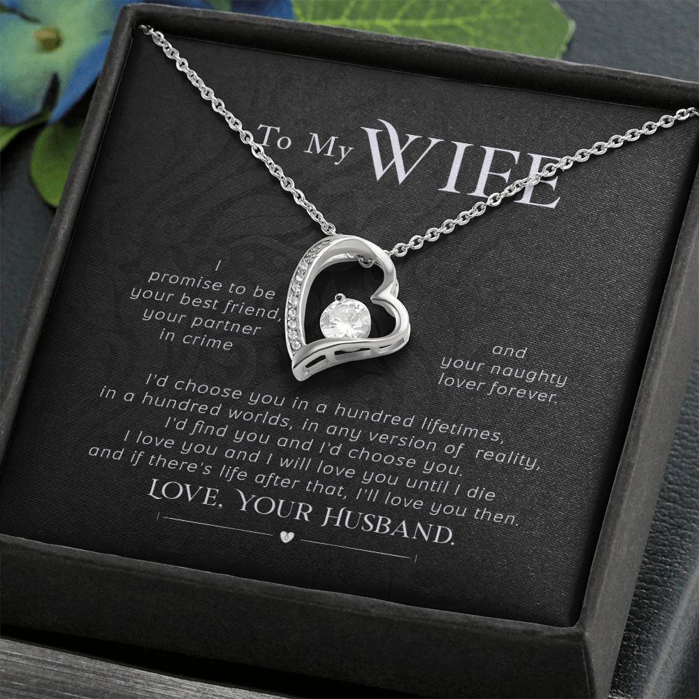 To My Wife Necklace - Emotional Jewelry Gift for Wife from Husband to Celebrate Love Every Day - Forever Love Necklace