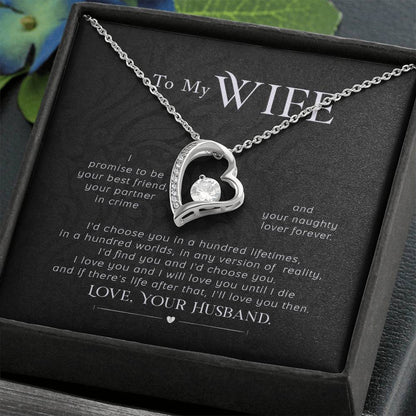To My Wife Necklace - Emotional Jewelry Gift for Wife from Husband to Celebrate Love Every Day - Forever Love Necklace