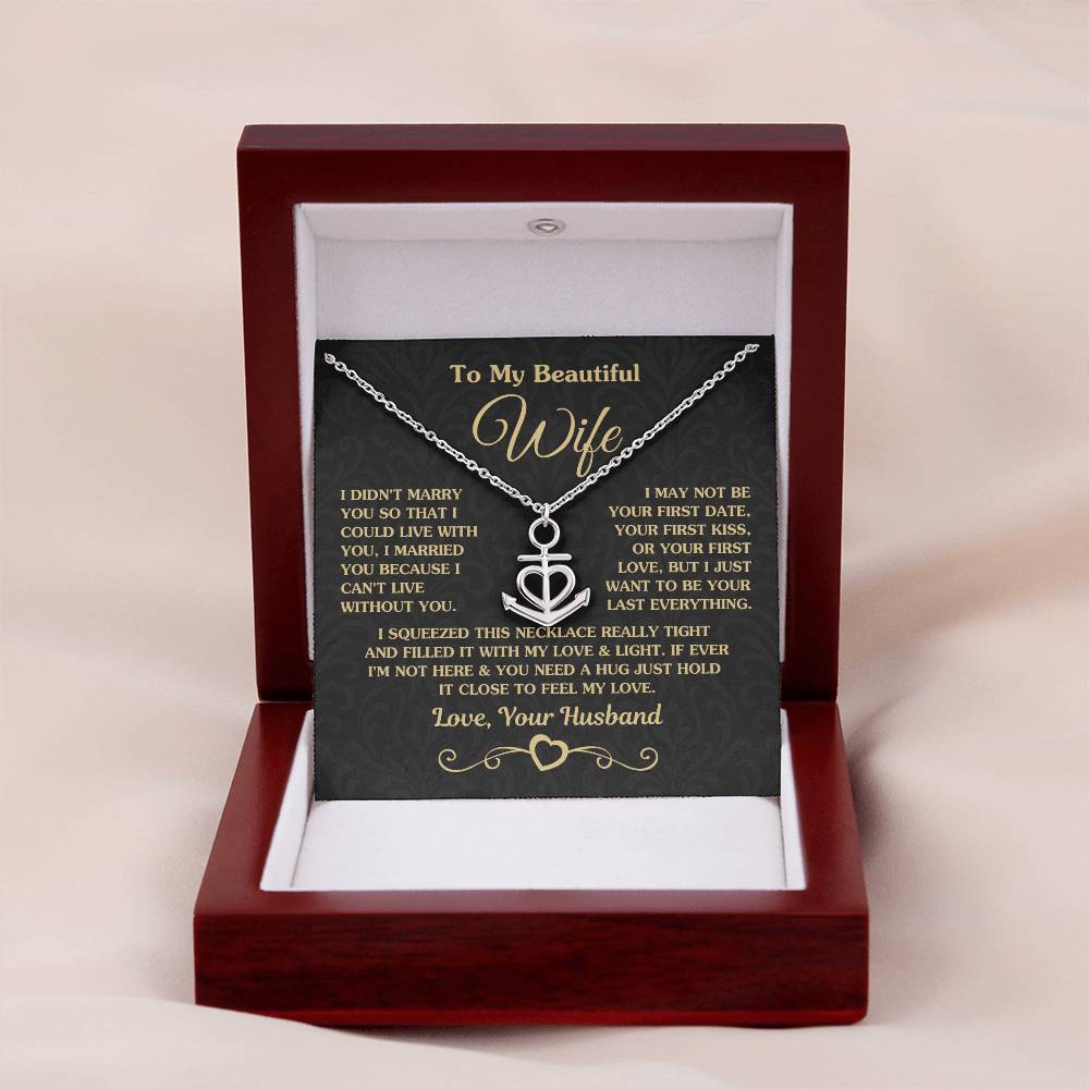 Best Gift for Wife from Husband - Emotional Love Jewelry for Birthday, Valentine’s Day, Anniversary & Christmas - Anchor Pendant Necklace