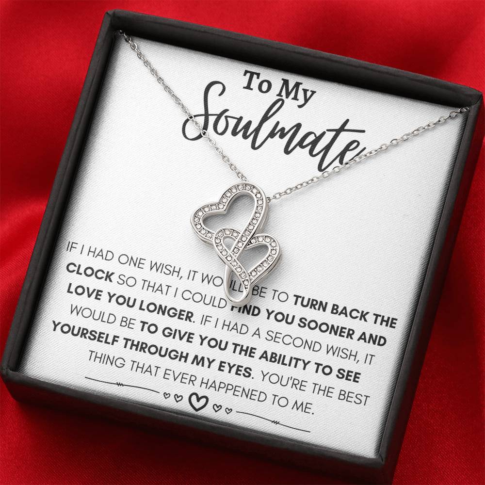 To My Soulmate Necklace - Romantic Jewelry Gift for Her for Christmas & Special Dates - Heart-to-heart Pendant Necklace