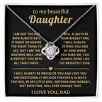 To My Daughter Necklace - You make me proud in so many ways - Daughter Present from Dad - Love Knot Necklace