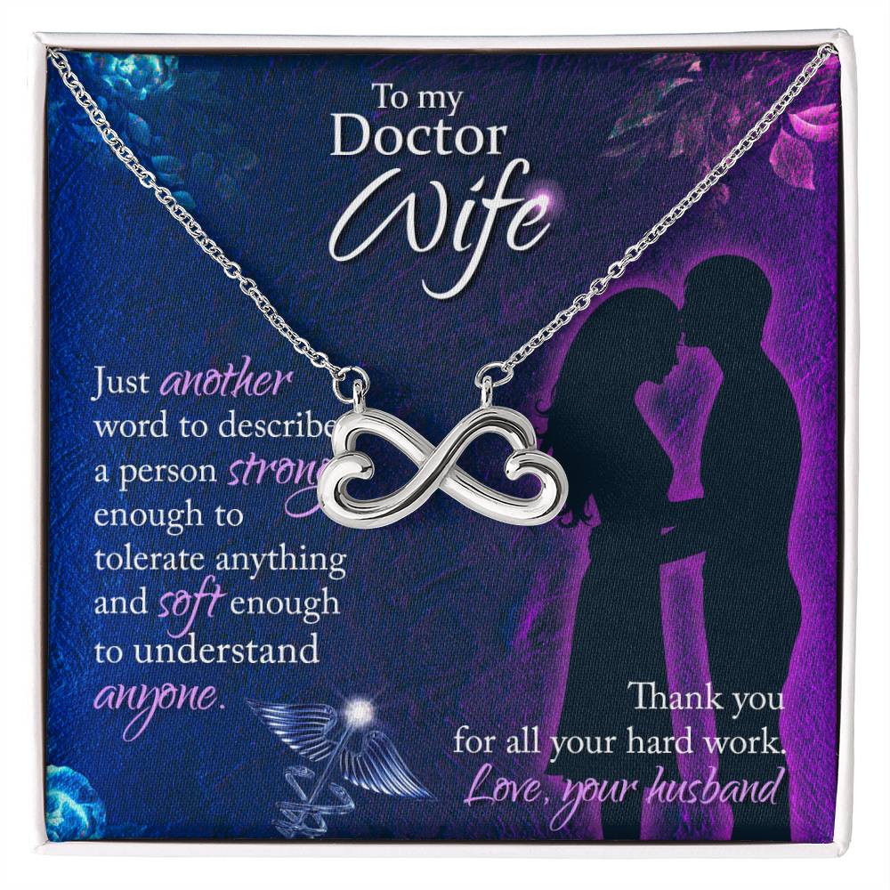 To My Beautiful Doctor Wife Necklace - Husband to Wife Jewelry for Romantic Valentine’s Day, Birthday & Anniversary Gifts - Endless Love Necklace