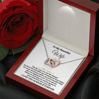 To My Wife Necklace - Meaningful Gift from Husband for Valentine’s Day - Interlocking Hearts Necklace