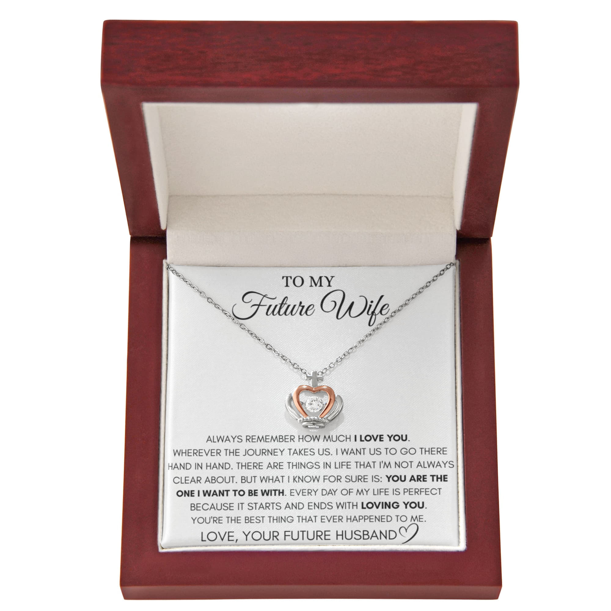To My Future Wife Necklace - Best Romantic Jewelry Gift for Special Occasions & Love Appreciation - Crown Pendant Necklace