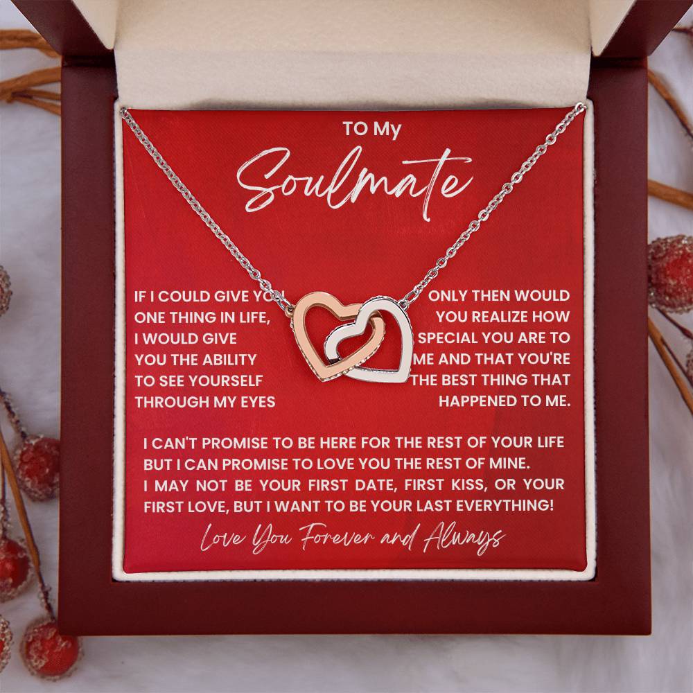 To My Soulmate Necklace - Special Gift for Birthday & Valentine’s Day - Interlocking Hearts Necklace