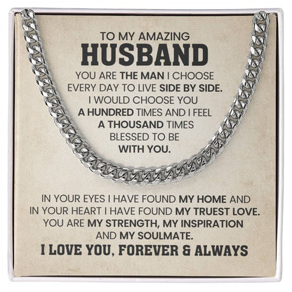 Cuban Link Chain for Him - You're the man I choose - Husband Birthday & Anniversary Gift from Wife