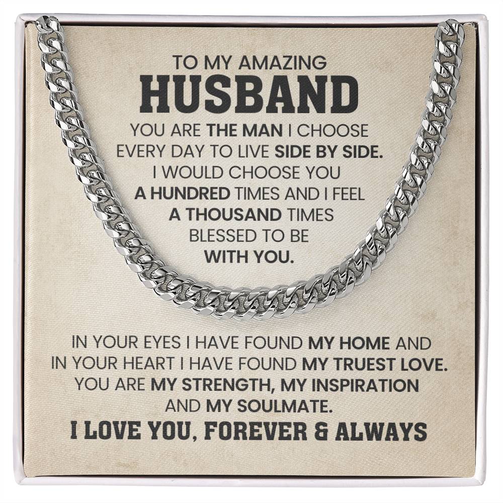 Cuban Link Chain for Him - You're the man I choose - Husband Birthday & Anniversary Gift from Wife