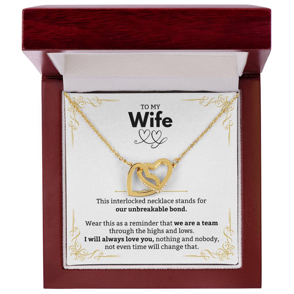 To My Wife Necklace - Anniversary Gift for Her - Birthday Christmas Gifts for Wife - Gifts for Soulmate - Gifts for Her - Interlocking Hearts Necklace