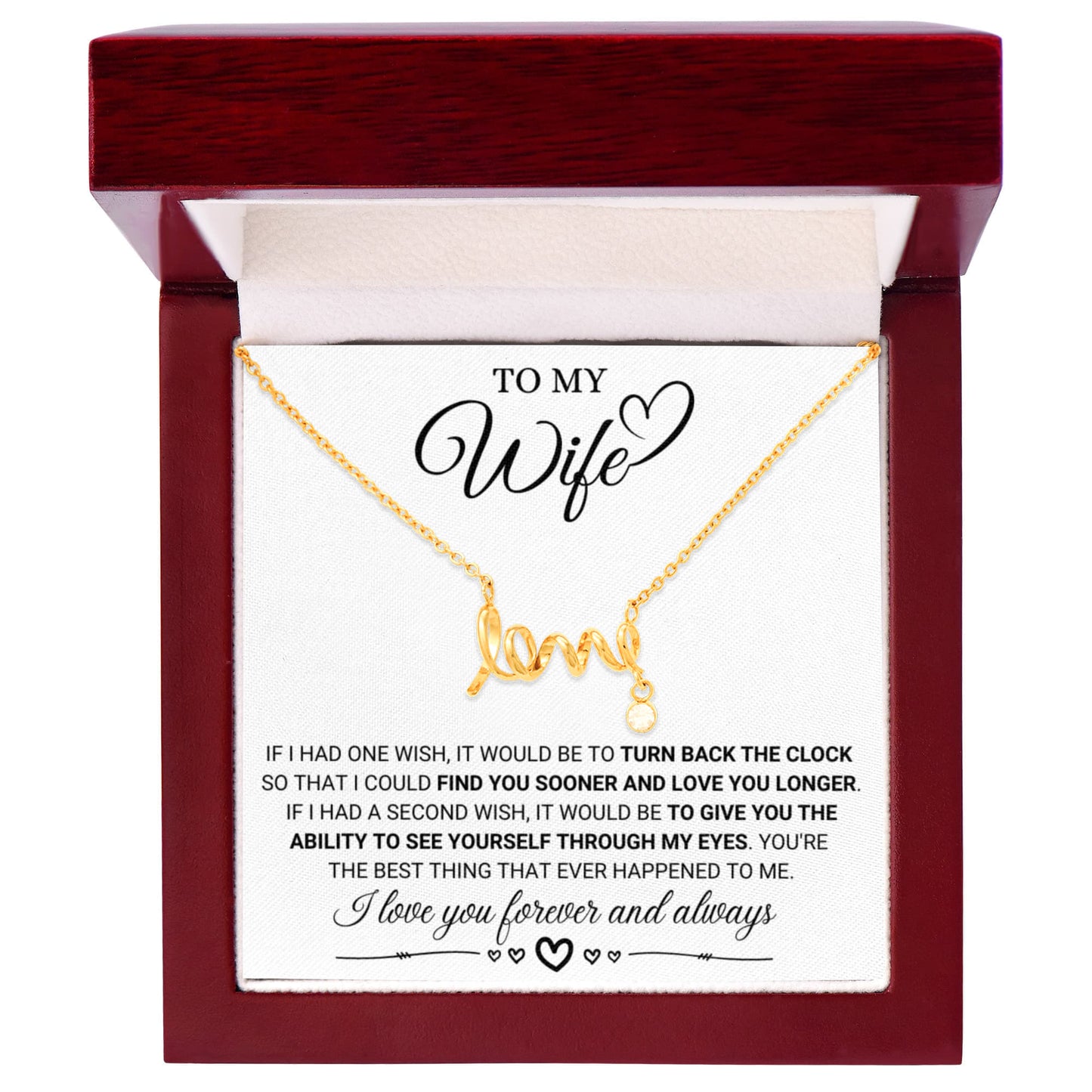 To My Wife Necklace - Anniversary Gift for Her - Birthday Christmas Gifts for Wife - Gifts for Soulmate - Gifts for Her - Scripted Love Necklace