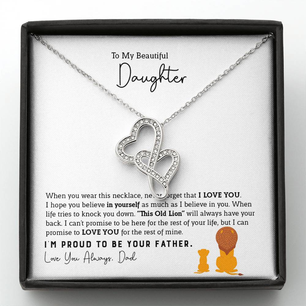 To My Daughter Necklace - I am so proud to be your father - Daughter Gift from Dad - Heart-to-heart Pendant Necklace