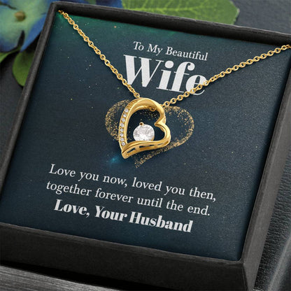 To My Beautiful Wife Necklace - Sweetest Gift for Wife from Husband for Valentine’s Day, Anniversary & Birthday Joy - Forever Love Necklace