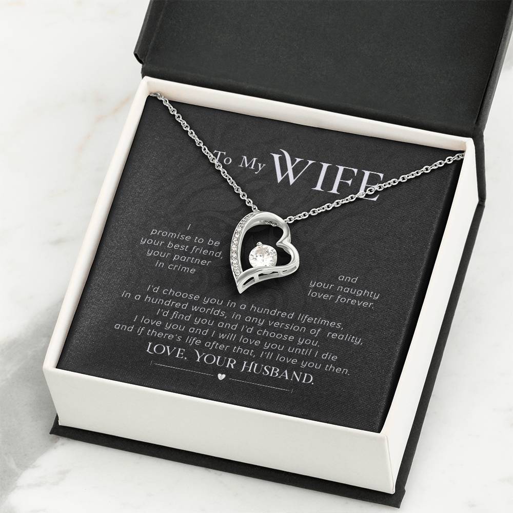 To My Wife Necklace - Emotional Jewelry Gift for Wife from Husband to Celebrate Love Every Day - Forever Love Necklace