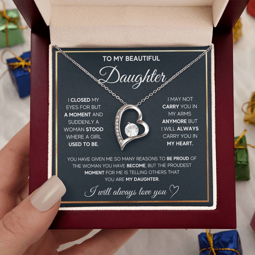 To My Daughter Necklace – Daughter Christmas Graduation Jewelry Gift – Forever Love Necklace