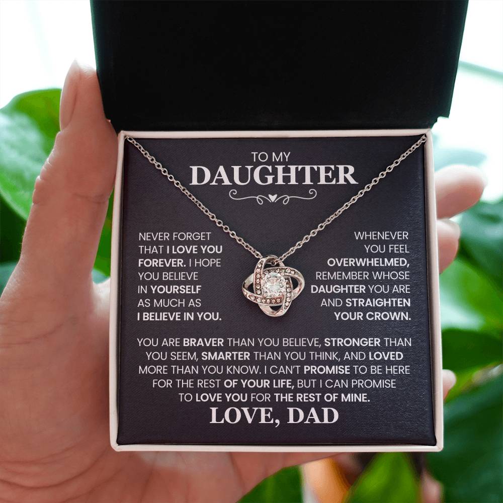 To My Daughter - Straighten Your Crown - Love Knot Necklace Gift from Dad