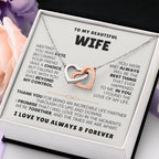 To My Wife Necklace - Holiday & Valentine’s Day Gift from Husband - Interlocking Hearts Necklace
