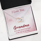 I Love You Grandma Gift from Grandkids - Interlocking Hearts Necklace