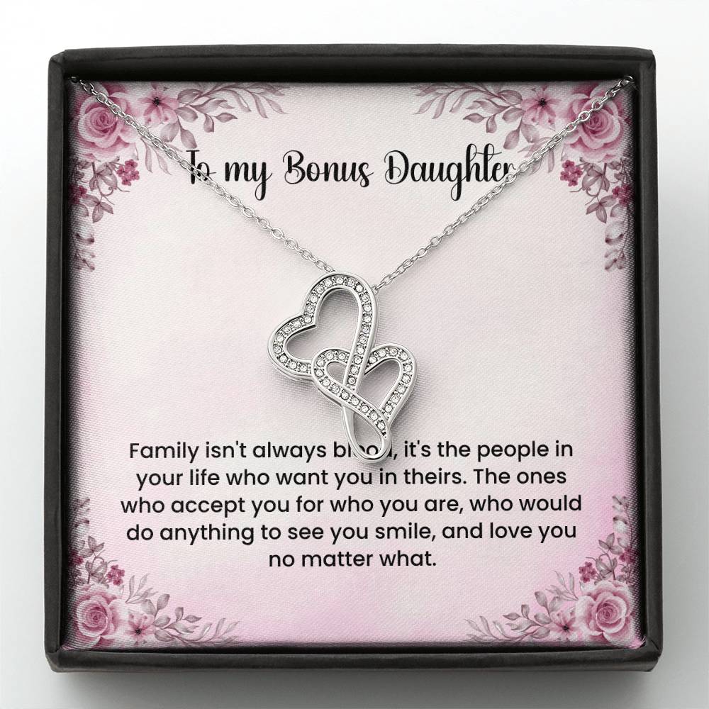 To My Bonus Daughter Necklace - Heart-to-heart Pendant Necklace - Gift for Bonus Daughter