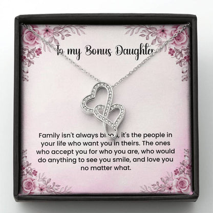 To My Bonus Daughter Necklace - Heart-to-heart Pendant Necklace - Gift for Bonus Daughter