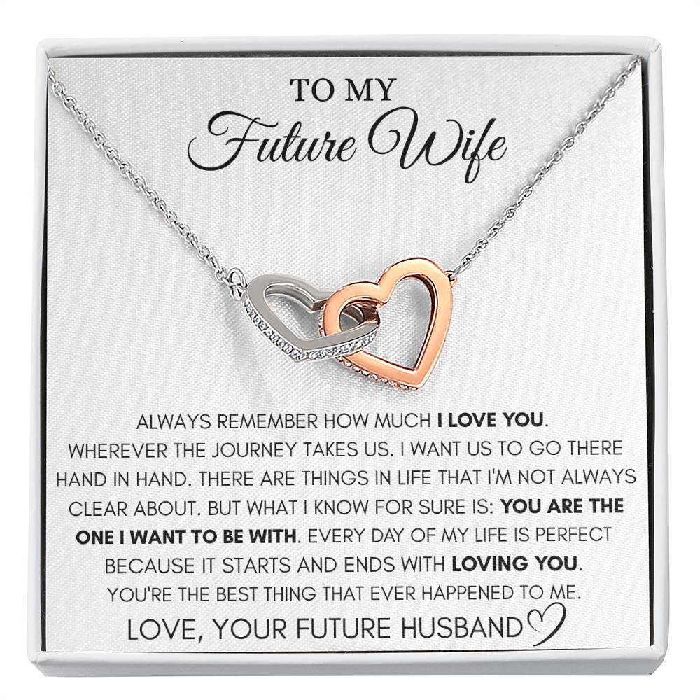 Future Wife Gift - Beautiful Necklace for Girlfriend for Birthday, Christmas & Romantic Moments - Interlocking Hearts Necklace