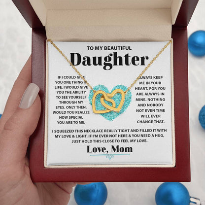 To My Daughter Necklace – Mom’s Choice for Daughter Birthday Graduation – Interlocking Hearts Necklace