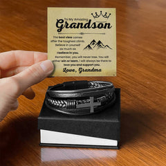 Graduation Bracelet Gift for Grandson, Stylish Jewelry with Engraved Message, Meaningful Keepsake, To My Grandson