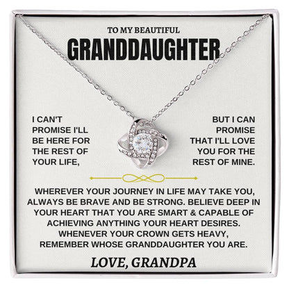 To My Granddaughter Necklace – Valentine’s Day & Graduation Gift for Granddaughter from Grandpa – Love Knot Necklace