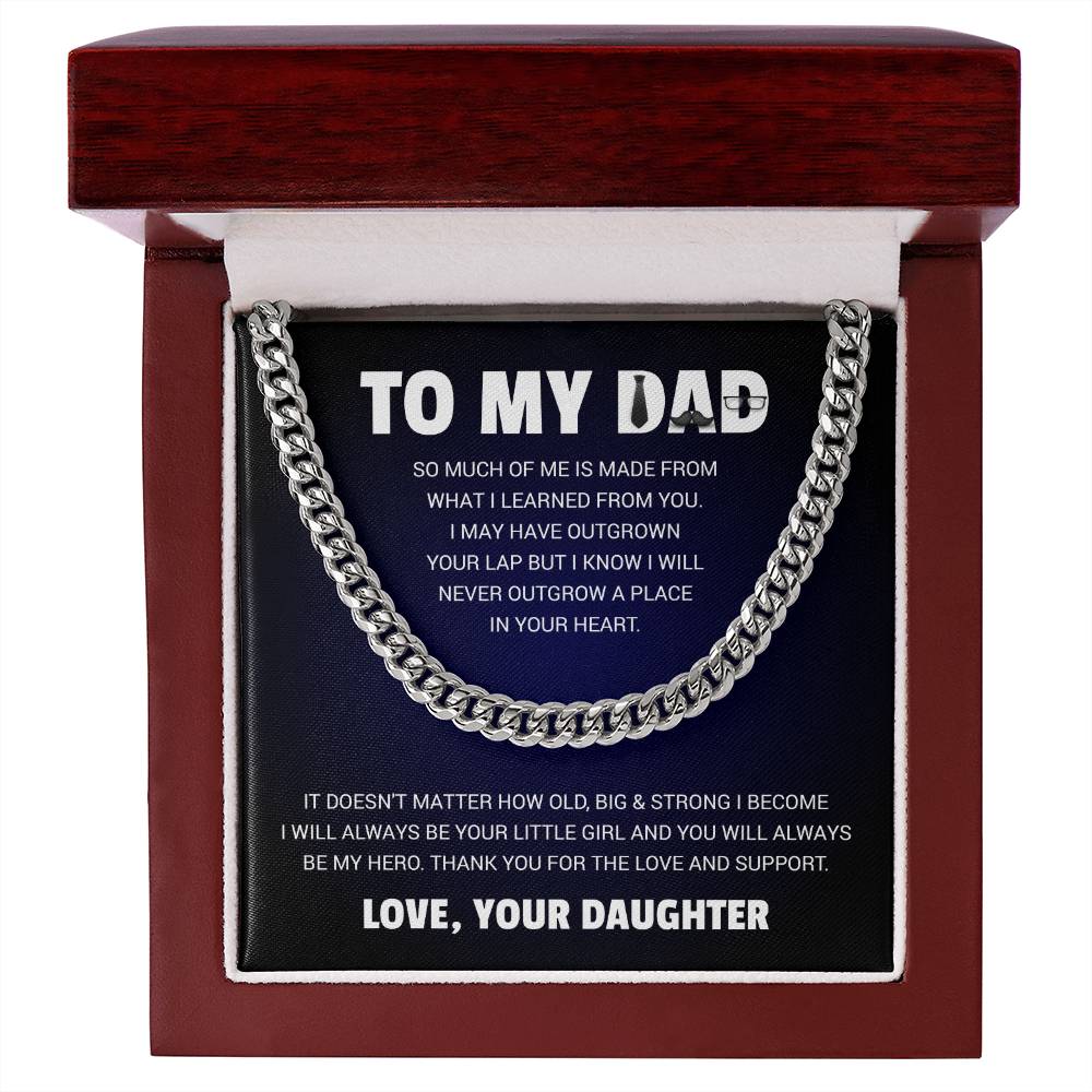 To My Dad Necklace Gift from Daughter - Cuban Link Chain