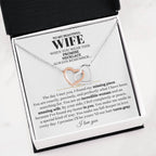 To My Wife Necklace - Soulmate Jewelry Gift from Husband for Birthday, Anniversary & Valentine’s Day - Interlocking Hearts Necklace
