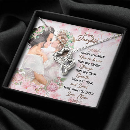 To My Daughter Necklace – Mother to Daughter Birthday Graduation Present – Heart-to-heart Pendant Necklace