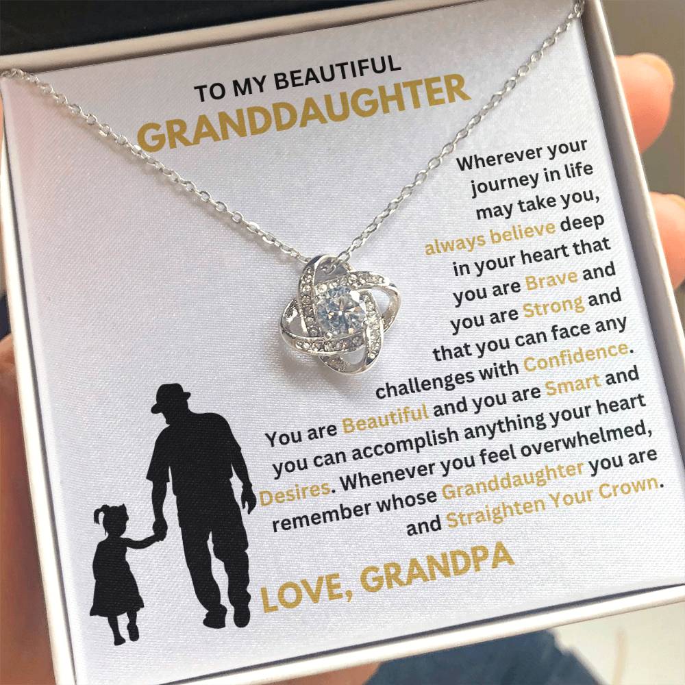 To My Granddaughter Necklace – Holiday Gift for Granddaughter Graduation from Grandpa – Love Knot Necklace