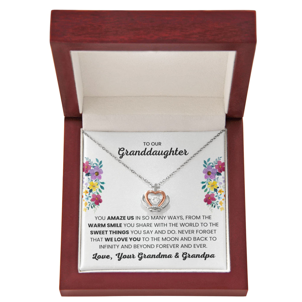 To Our Granddaughter - You Amaze Us Gift Jewelry from Grandma & Grandpa – Crown Pendant Necklace