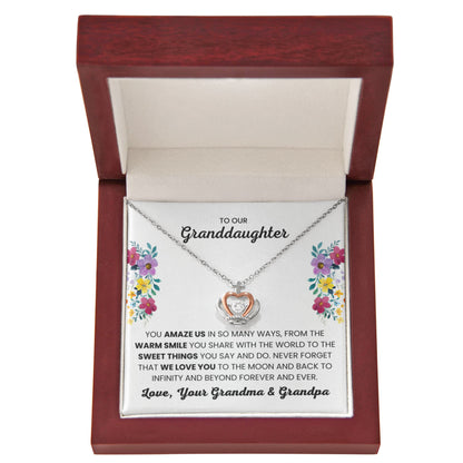 To Our Granddaughter - You Amaze Us Gift Jewelry from Grandma & Grandpa – Crown Pendant Necklace