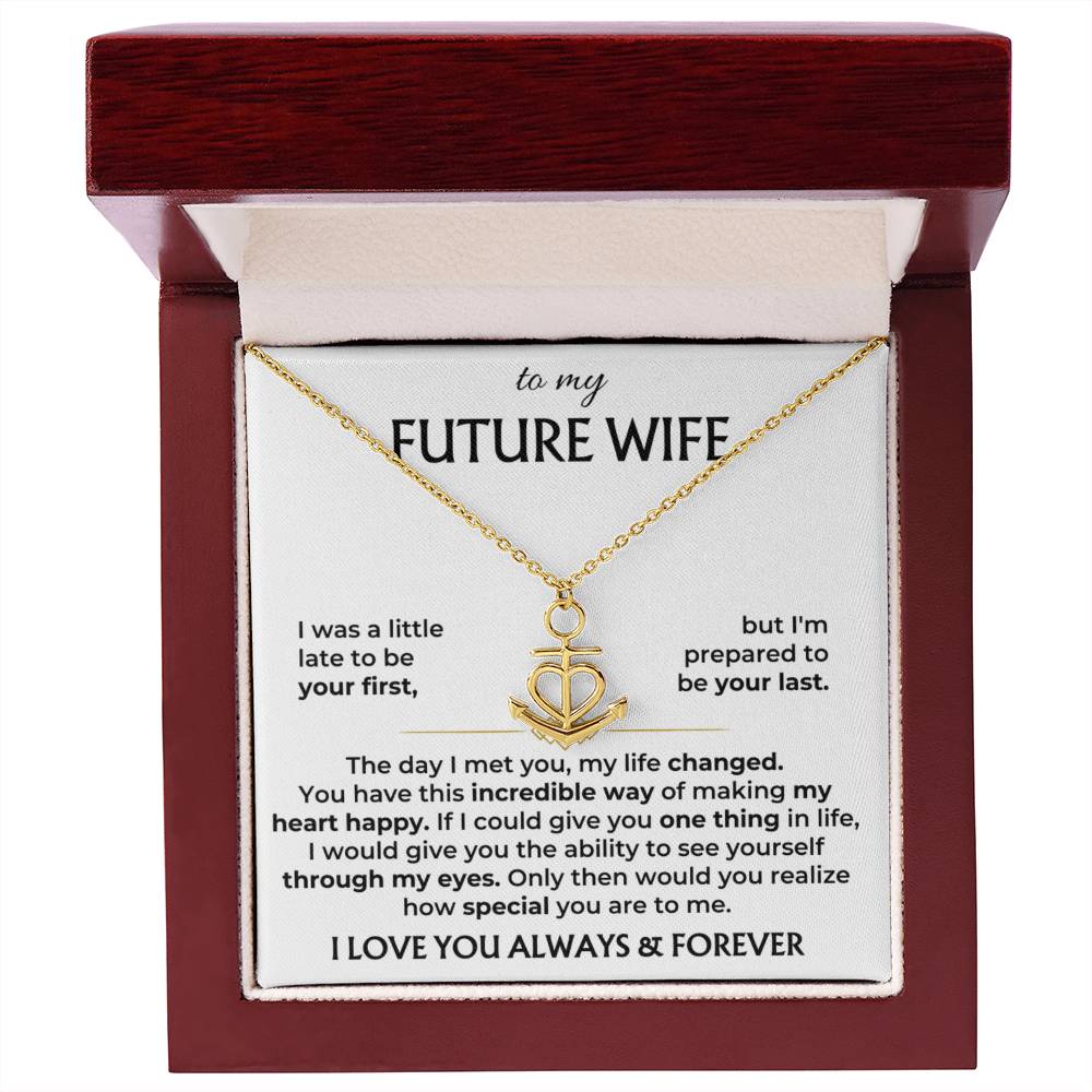 Future Wife Necklace - Romantic Jewelry Gift for Girlfriend for Valentine’s Day, Birthday & Proposal Celebrations - Anchor Pendant Necklace
