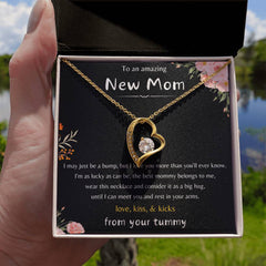 Heart Necklace Gift for Expecting Moms, Baby Shower Jewelry Keepsake, Mom-to-Be