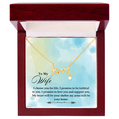 Romantic Love Gift for Wife - Heartfelt Jewelry from Husband - Scripted Love Necklace