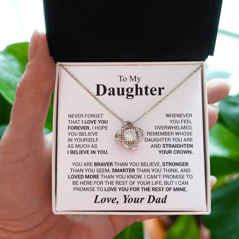 To My Daughter Necklace – Dad to Daughter Birthday Jewelry – Love Knot Necklace