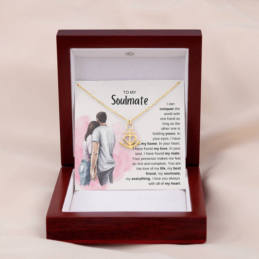 To My Soulmate Necklace - Best Soulmate Gift for Valentine’s Day & Everyday Romance - Anchor Pendant Necklace