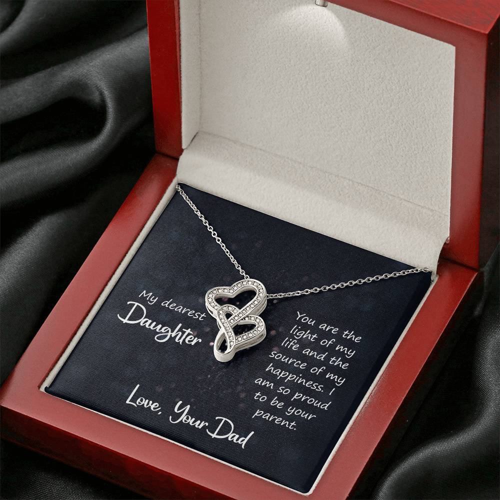 To My Daughter Necklace - Emotional Jewelry from Dad to Celebrate Love Every Day & Always - Heart-to-heart Pendant Necklace